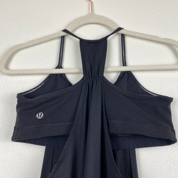 Lululemon No Limits Tank Top Black Racerback Sports Bra Attached Womens Sz 8 - Picture 6 of 9